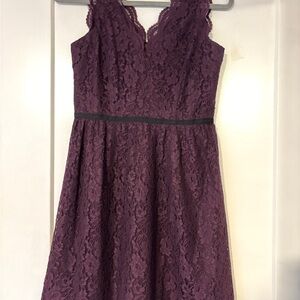 LOFT Plum Lace Midi Dress